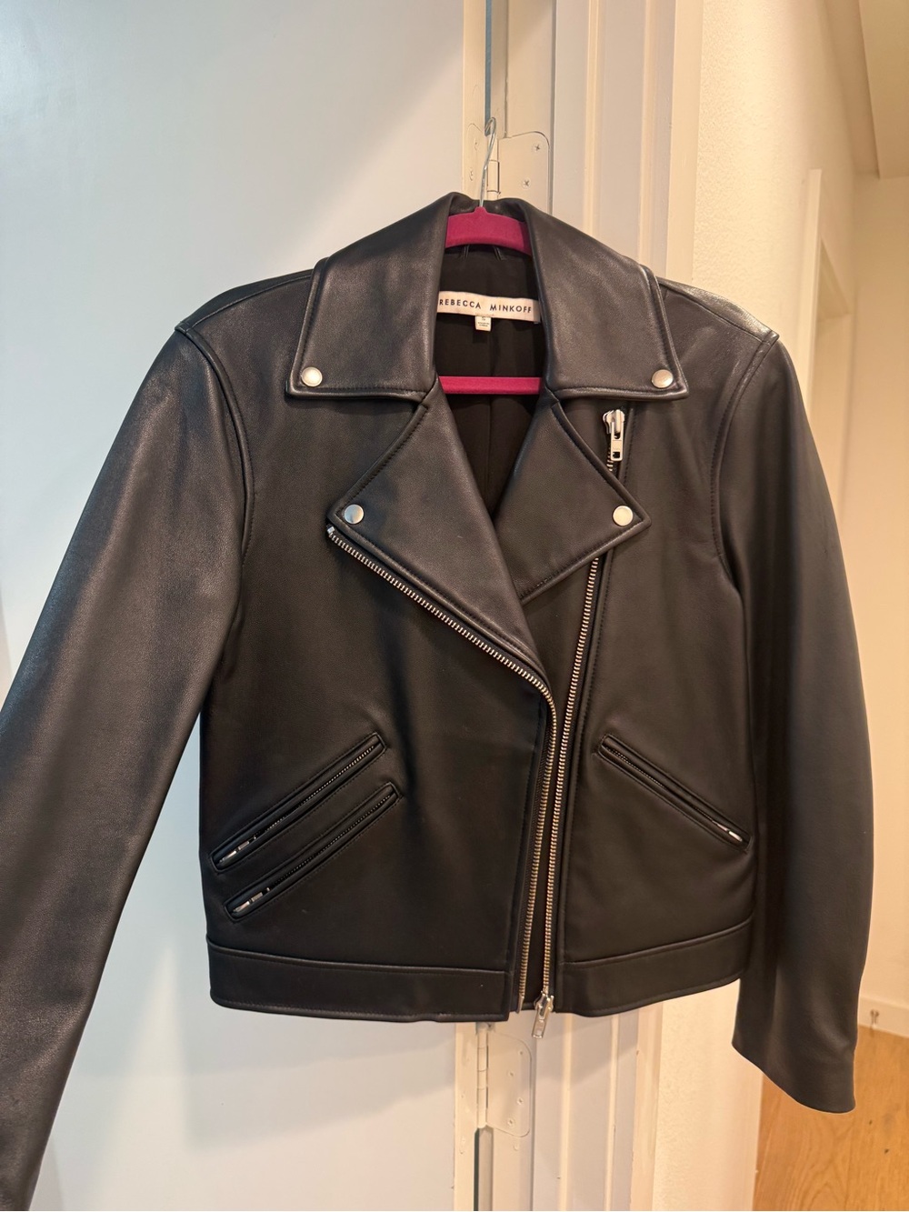 Rebecca Minkoff Black Leather Asymmetrical Moto Jacket
